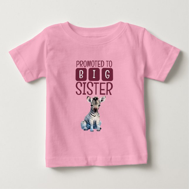 Camiseta Zebra fofa irmã mais velha rosa (Frente)