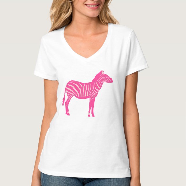 Camiseta Zebra - Fuchsia e rosas claro (Frente)