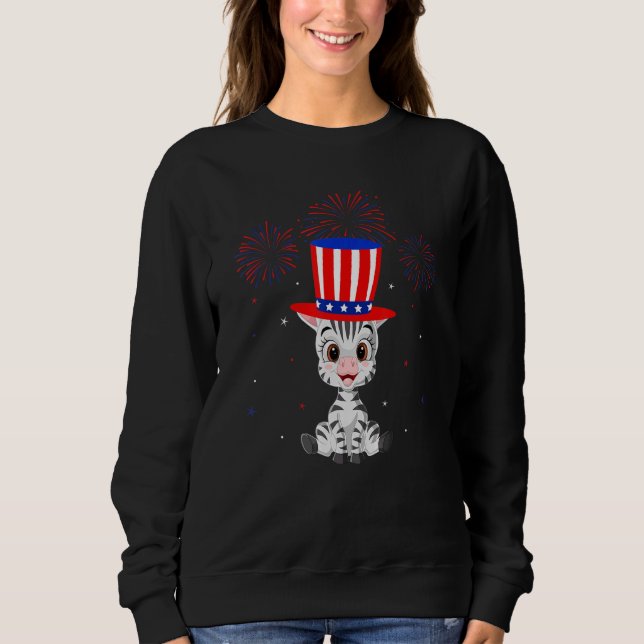 Camiseta Zebra Graphic Red White Blue Fireworks Decor 4th O (Frente)