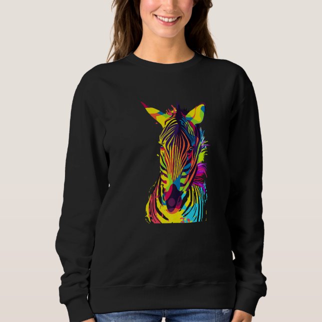 Camiseta Zebra Head Colorful Pop Art (Frente)
