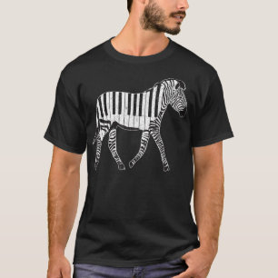 Camiseta Zebra Horse Piano Sheet Music Keyboard Piano Music