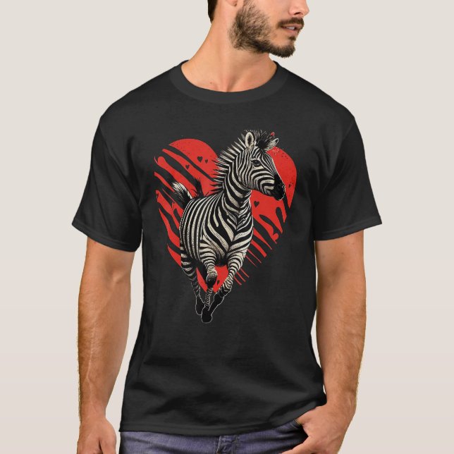 Camiseta Zebra Love Heart for Valentines Day on Zebra  4 (Frente)
