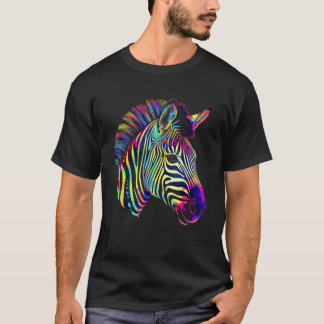 Camiseta Zebra Lover Trabalho de arte Animal Colorida Motif