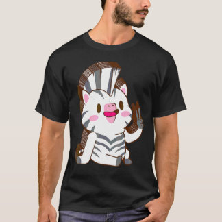Camiseta Zebra Multicamada Paz Relaxada Fofa Estética