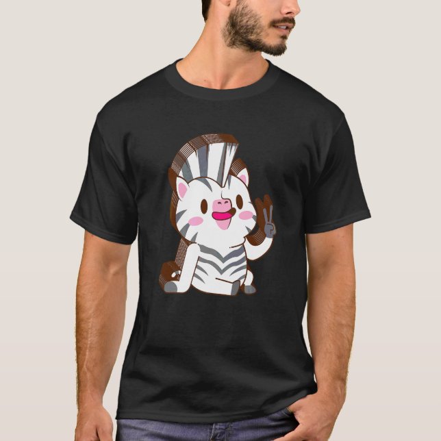 Camiseta Zebra Multicamada Paz Relaxada Fofa Estética   (Frente)