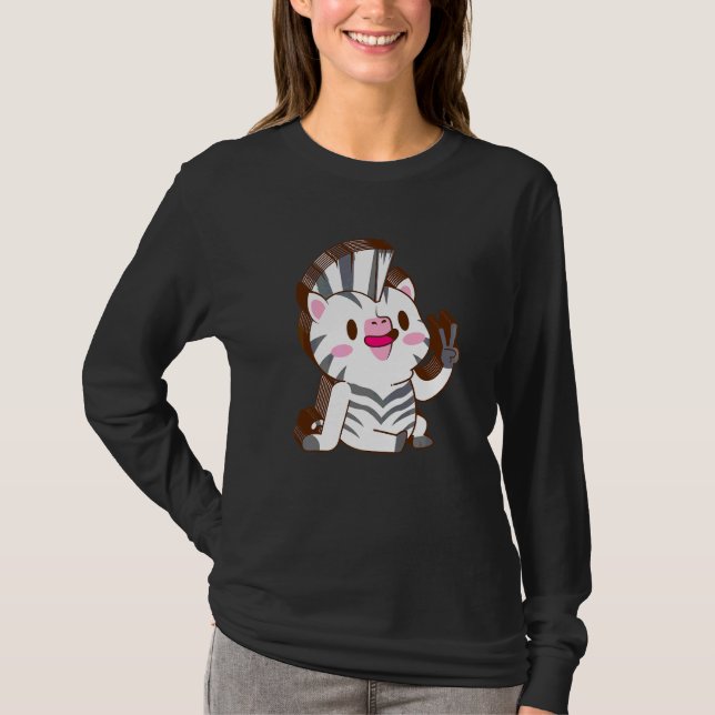 Camiseta Zebra Multicamada Paz Relaxada Fofa Estética   (Frente)