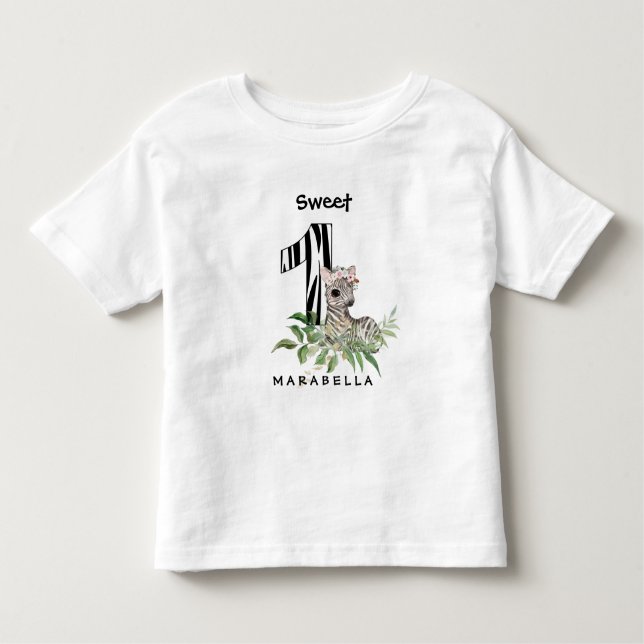 Camiseta *~* Zebra One First Birday Jungle Baby Girl (Frente)