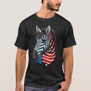 Camiseta Zebra Patriótica Americana em 4 de julho