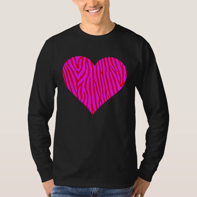 Camiseta Zebra Print Heart Love Graphic Cute Valentines Day (Frente)