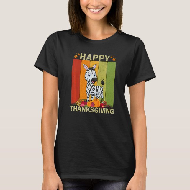 Camiseta Zebra  Retro Graphic Family Matching Thanksgiving (Frente)