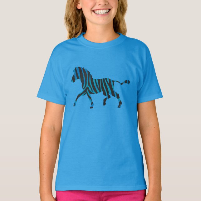 Camiseta Zebra Silhueta Negra e Azul (Frente)