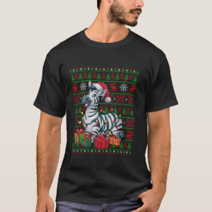 Camiseta Zebra Xmas Luzes Feias Santa Hat Zebra Natal T