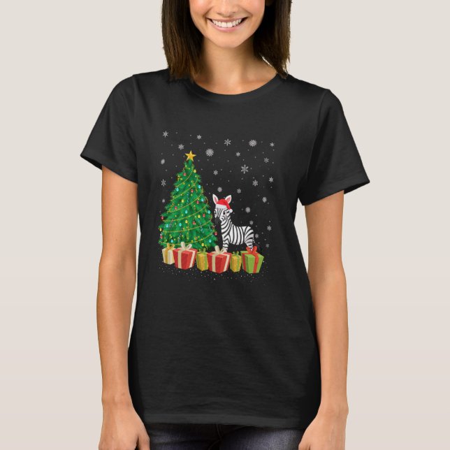 Camiseta Zebra Xmas Tree Lighting Santa Hera Zebra Natal (Frente)