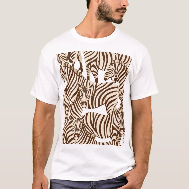 Camiseta Zebras, savana selvagem, padrão sem costura (Frente)