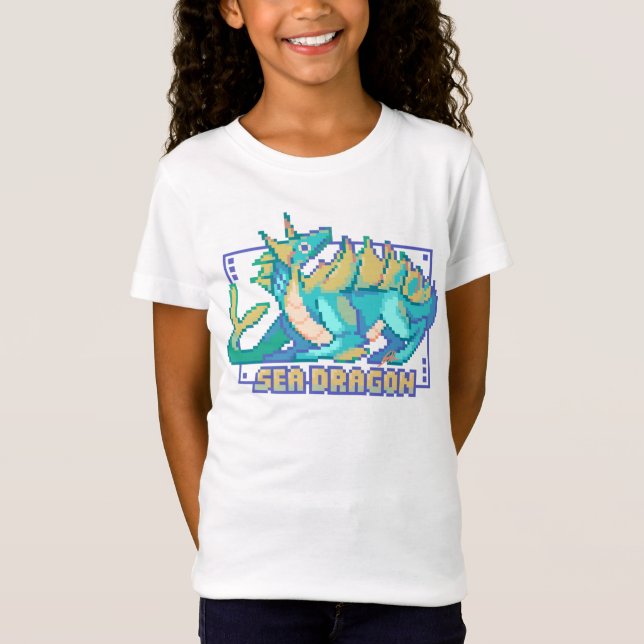 Camiseta Zee Draak, sea dragon, Pixel Art Design Tshirt (Frente)