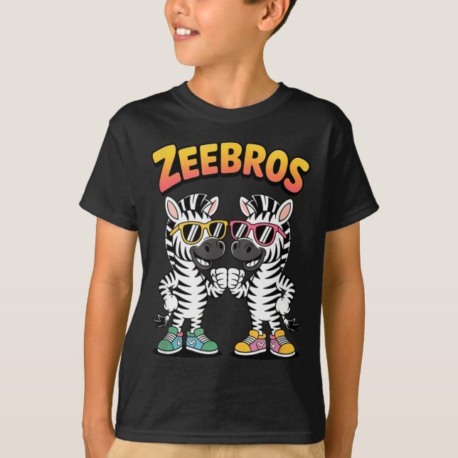 Camiseta Zeebros Cute Zebra Duo Design For Zebros Lovers  (Frente)