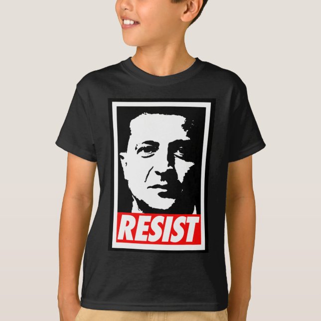 Camiseta Zelenskyy - Resistir Apoiar a Ucrânia Eu Estou Com (Frente)