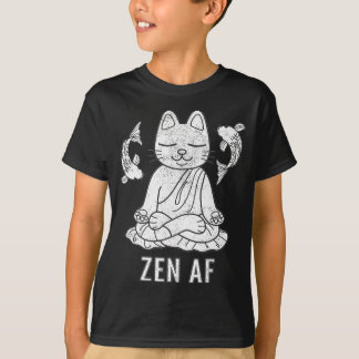 Camiseta Zen AF Funny Meditando Gato Espiritual Yoga Gift F