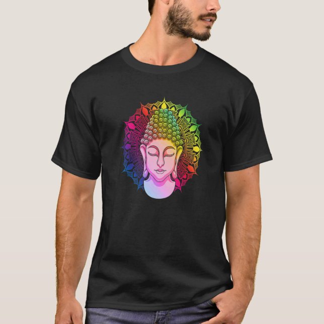 Camiseta Zen Buddhism Colorful Mandala Zen Buddhist Buddha  (Frente)