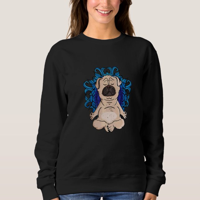 Camiseta Zen Buddhism Meditation Dog Women Yoga Pug (Frente)