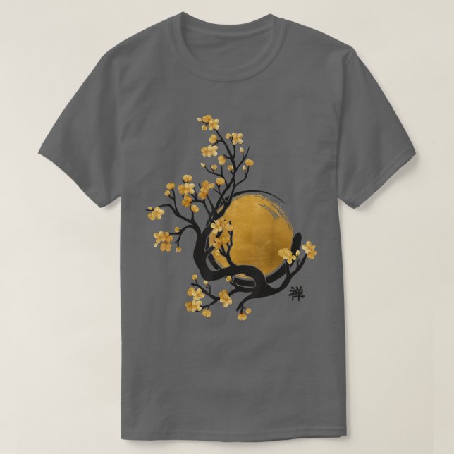Camiseta Zen Enso Circle, Sun e Sakura Blossom (Frente do Design)