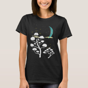 Camiseta Zen Gardening Moon Stars Japonês Cultura Bonsai T