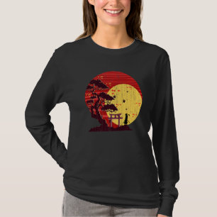 Camiseta Zen Japonês Cultura Budista Sunset Bonsai Tree
