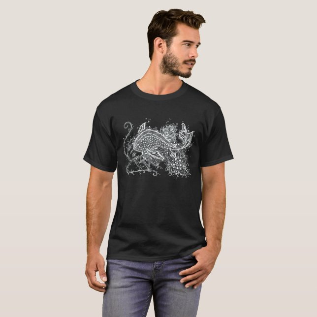 Camiseta Zen Koi escura (Frente Completa)