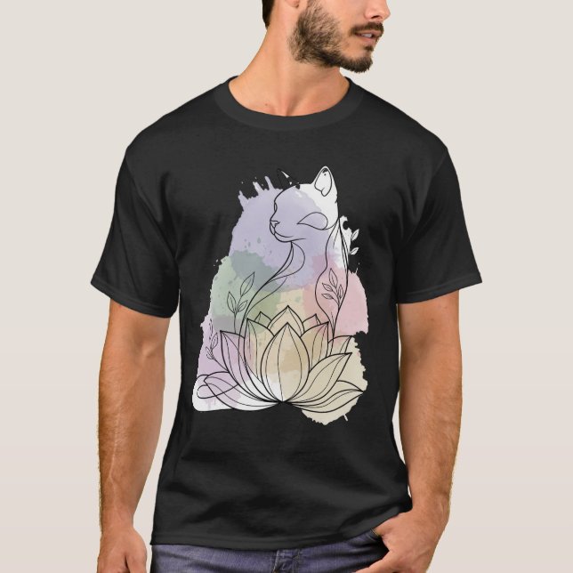 Camiseta Zen Lotus Cat (Frente)