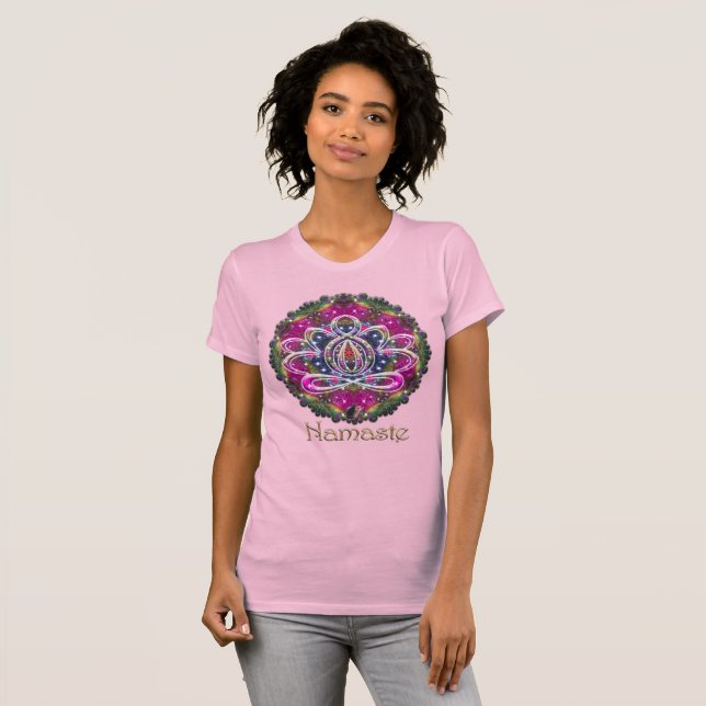 Camiseta Zen Lótus Namaste Atmosférico (Frente Completa)