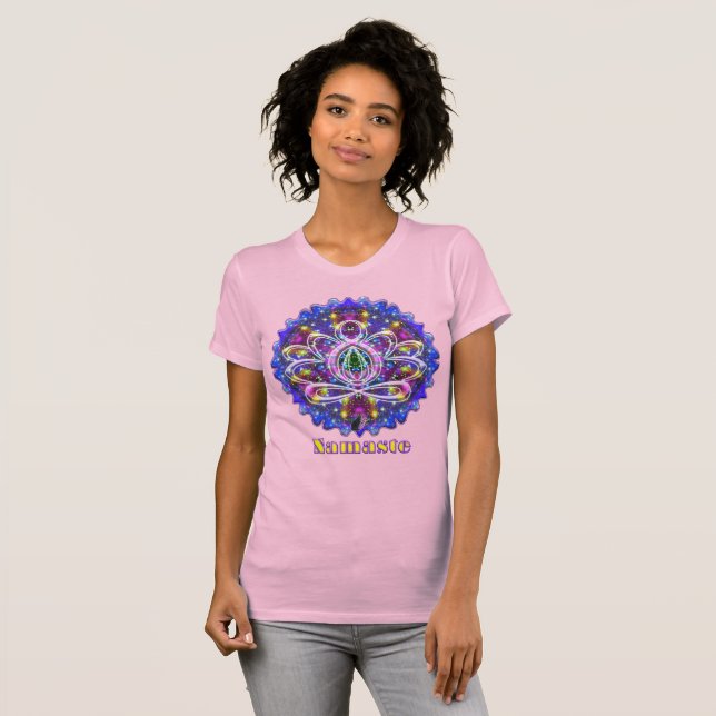 Camiseta Zen Lotus Namaste Resplendente (Frente Completa)