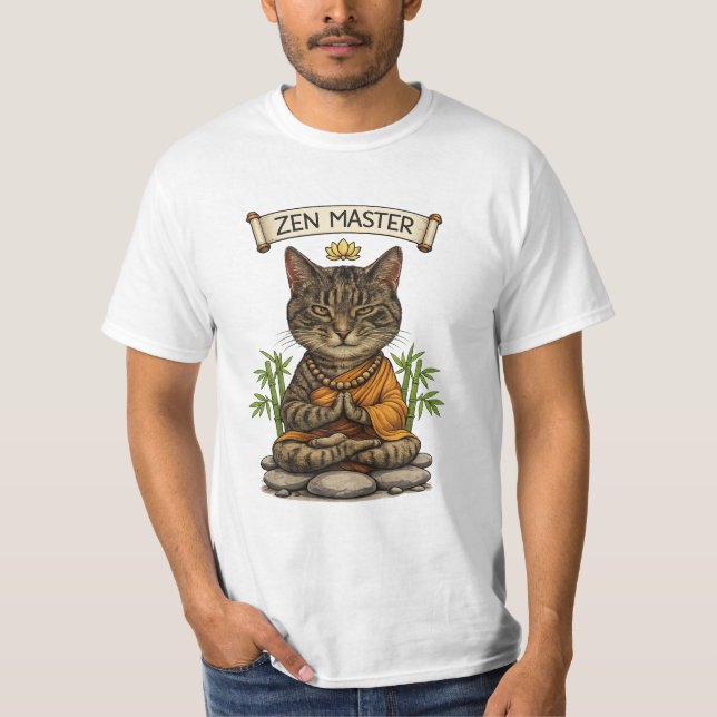 Camiseta Zen Master Cat Funny Chill Gray Tabby Cat Gift  (Frente)