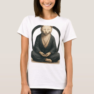 Camiseta Zen Meditating Cat – Enso Circle Mindful Yoga Art 