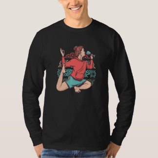 Camiseta Zen Meditation Yoga Eka Pada Rajakapotasana Wine O