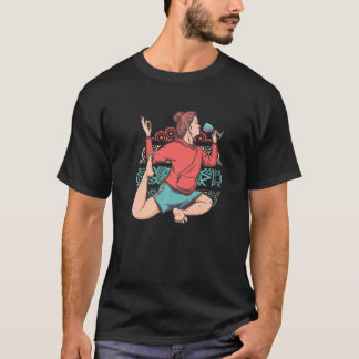 Camiseta Zen Meditation Yoga Eka Pada Rajakapotasana Wine O