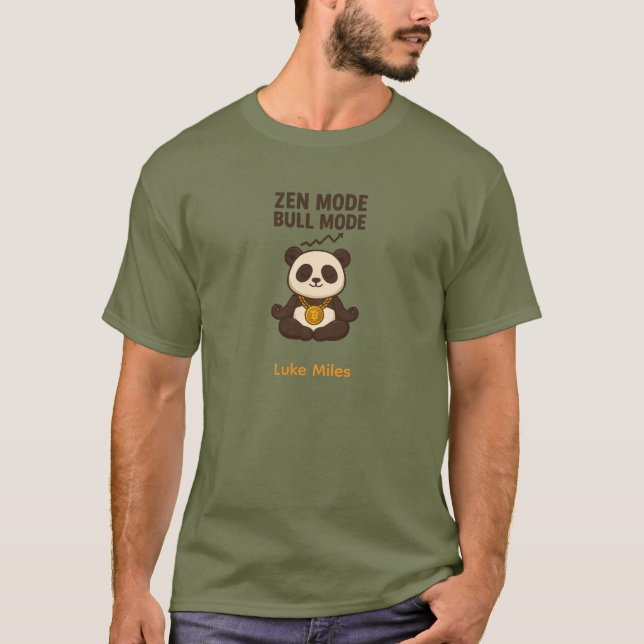 Camiseta Zen Mode Panda Bitcoin – Nome Personaliza (Frente)