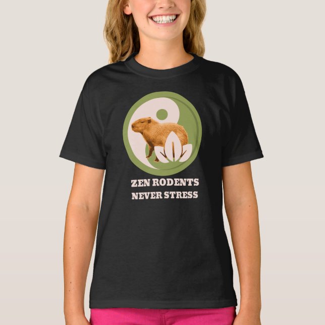Camiseta Zen Rodents Nunca Stress Capybara (Frente)