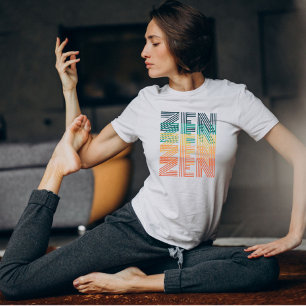 Camiseta ZEN Vintage - Tipografia colorida Yoga