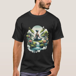 Camiseta Zen Yoga Cachoeira Meditação Pacífico Bem-Estar Na