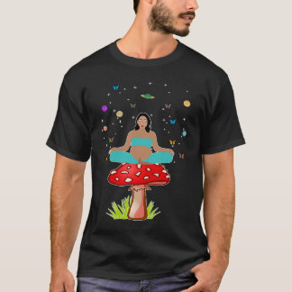 Camiseta Zen Yoga Meditação Mulheres Grávidas Cogumelo Buda