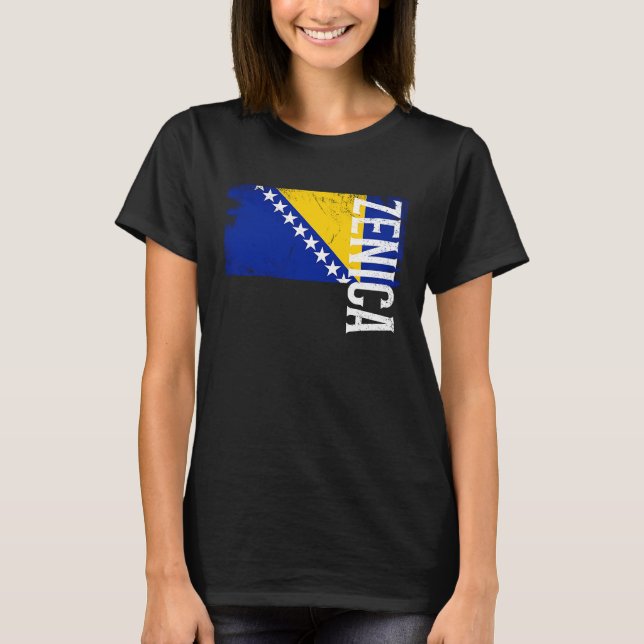 Camiseta Zenica Bosnia Flag For Bosnian Men Women Kids  1 (Frente)