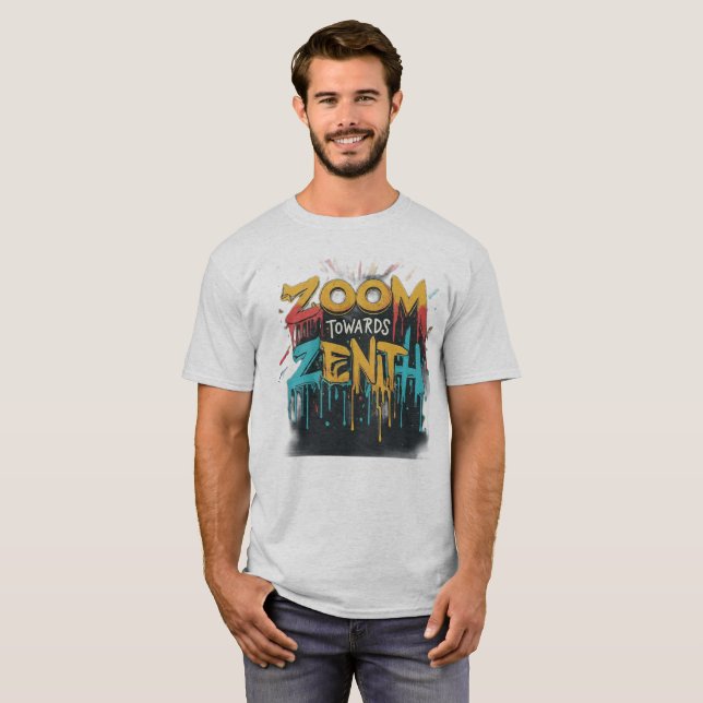 Camiseta Zenith Bound: Abstrato Cosmic Journey (Frente Completa)