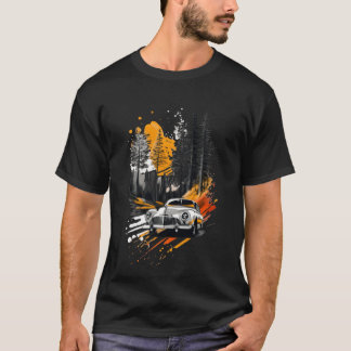 Camiseta Zephyr car 1950 driving through a forest boy funny