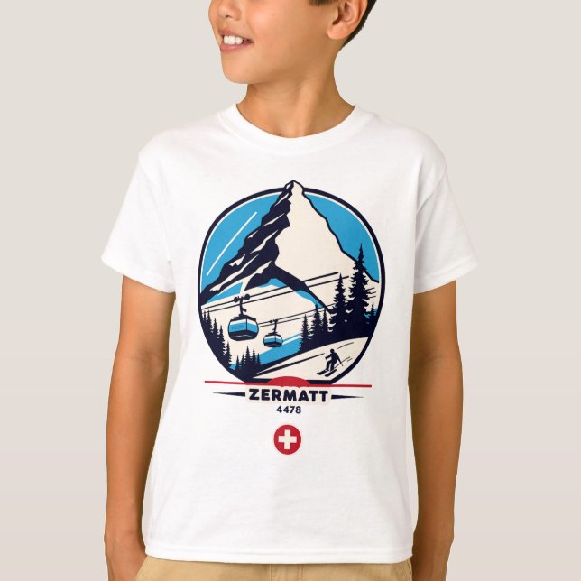 Camiseta Zermatt 4478 - Esquiando no Problemhorn  (Frente)