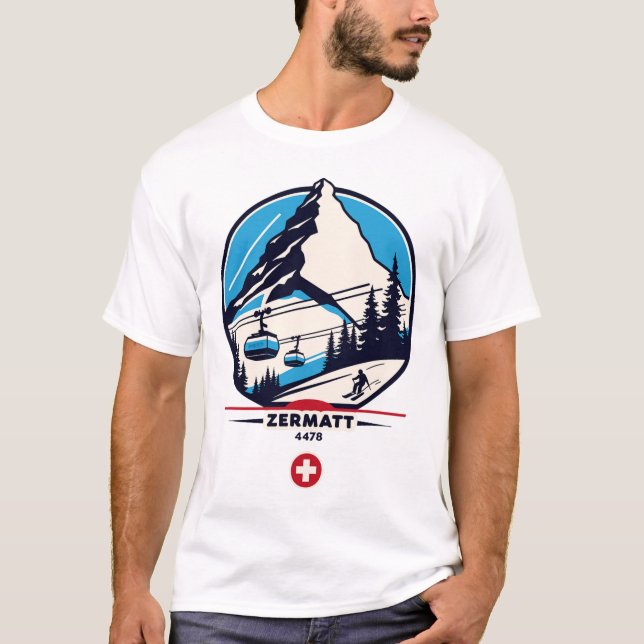 Camiseta Zermatt 4478 - Esquiando no Problemhorn  (Frente)