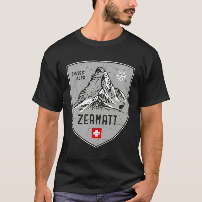 Camiseta Zermatt Mountain Suiça Emblem Hoodie (Frente)