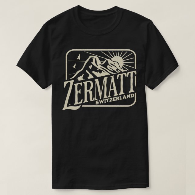 Camiseta Zermatt Suiça Vintage Mountain Viagem Matte (Frente do Design)