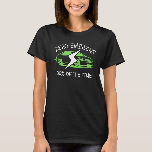 Camiseta Zero Emissões 100 Do Tempo EV Carro  Carro Elétric (Frente)