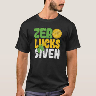 Camiseta Zero Lucks Deu Engraçado Shamroc do Dia de São Pat