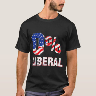 Camiseta Zero Porcento 0% Liberal Antigo Bandeira EUA Humor